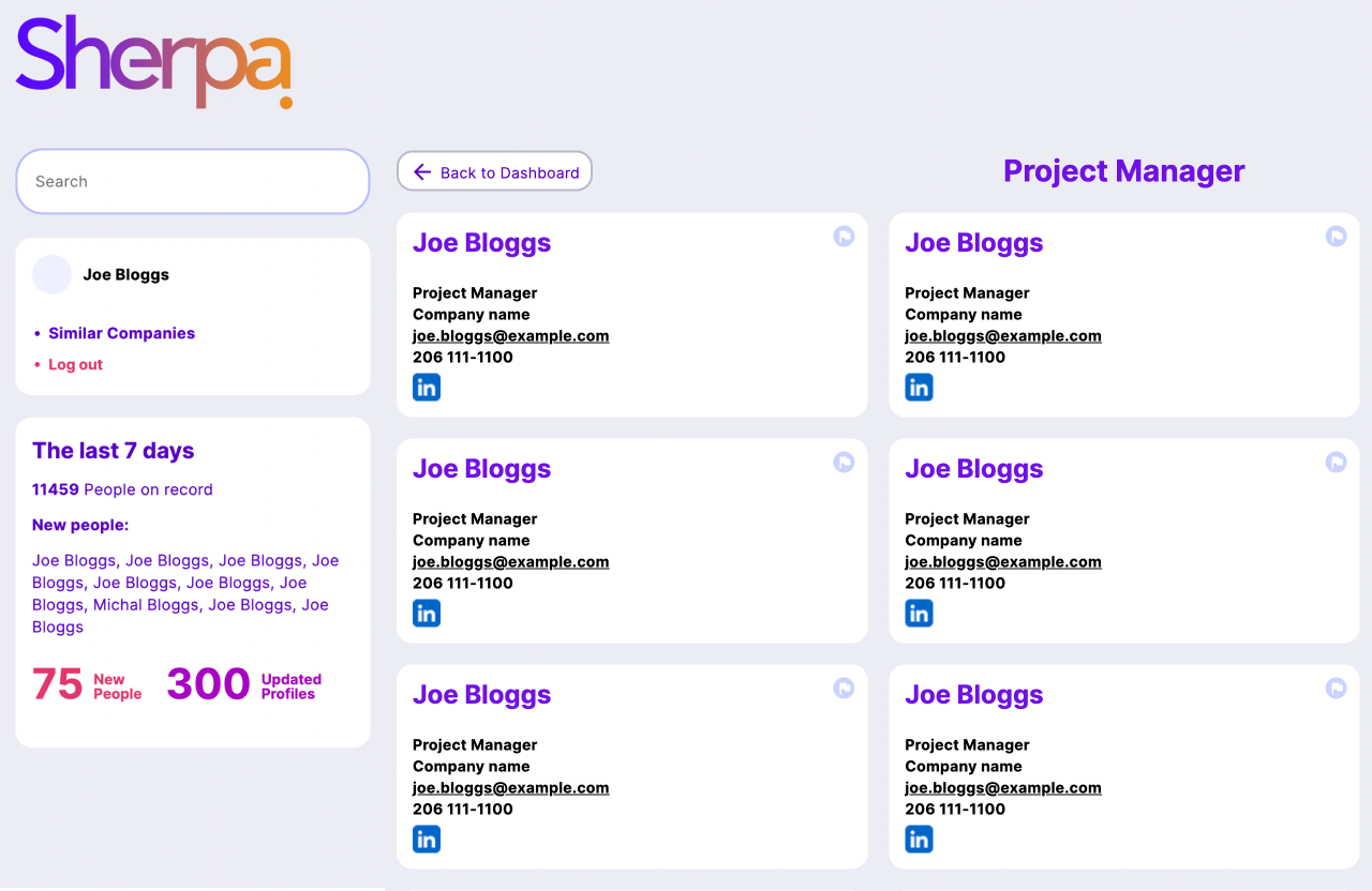 Project Manager screen